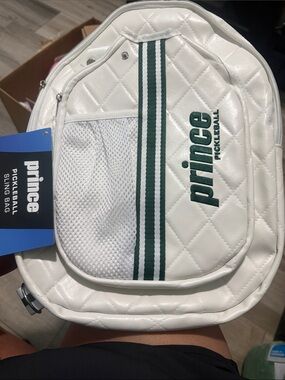 Prince White Sling Bag with Green Stripes and Logo